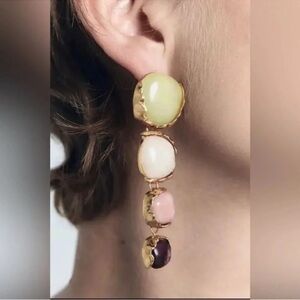 Zara Colorful Stone Drop Earrings